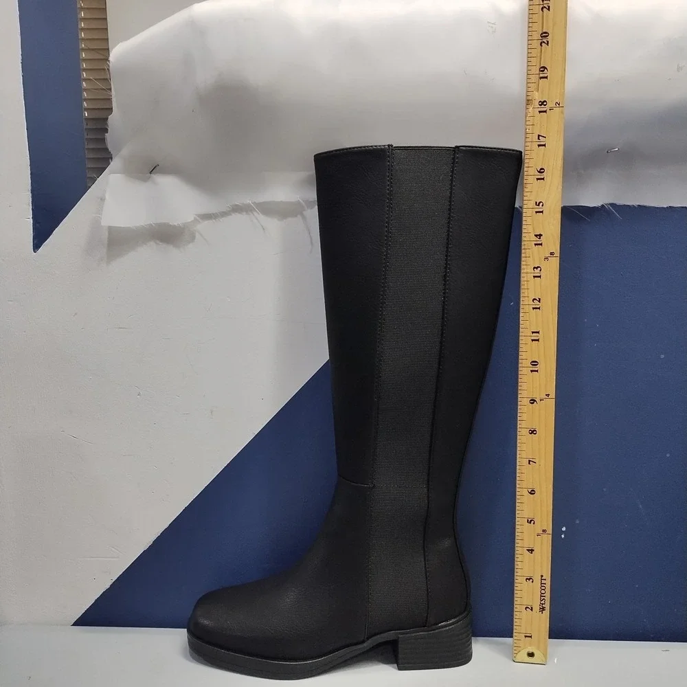 Aerosoles Darlo Knee High Boots Womens US 6M Black Synthetic Square Toe Side Zip